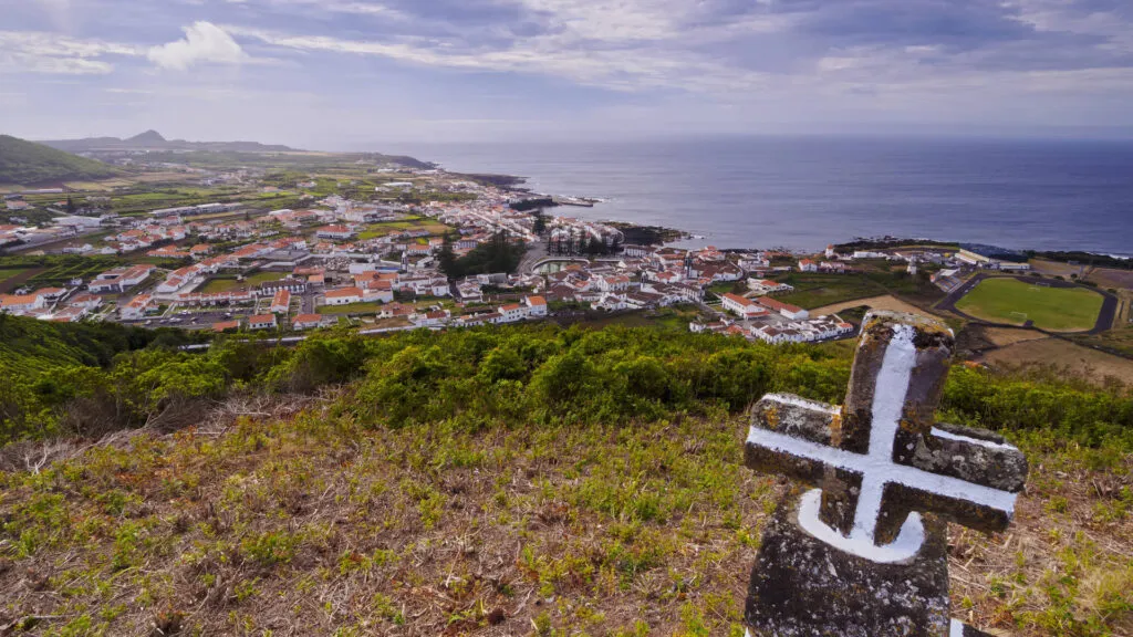 Azoren Graciosa Santa Cruz Stad View Kust