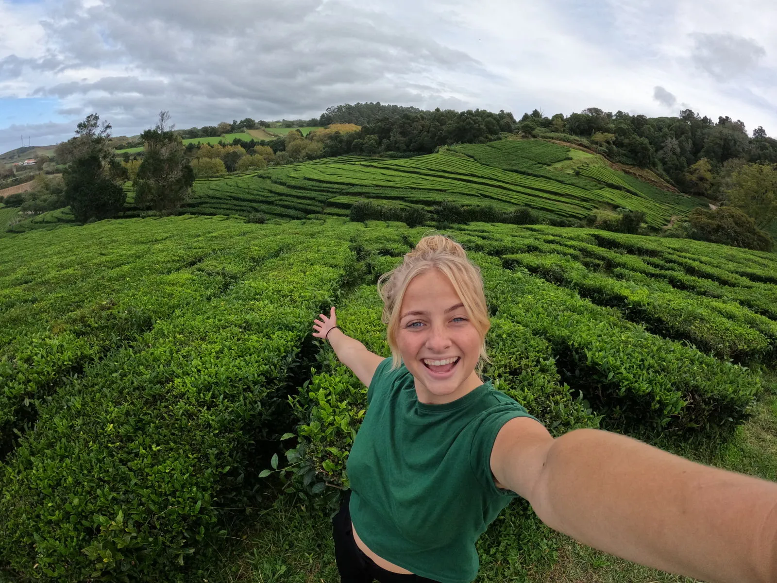 Azoren Sao Miguel Cha Gorreana Theevelden Reiziger Vrouw