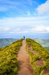 Azoren Sao Miguel Sete Cidades Boca Do Inferno Uitzicht Reiziger Mens Toerist