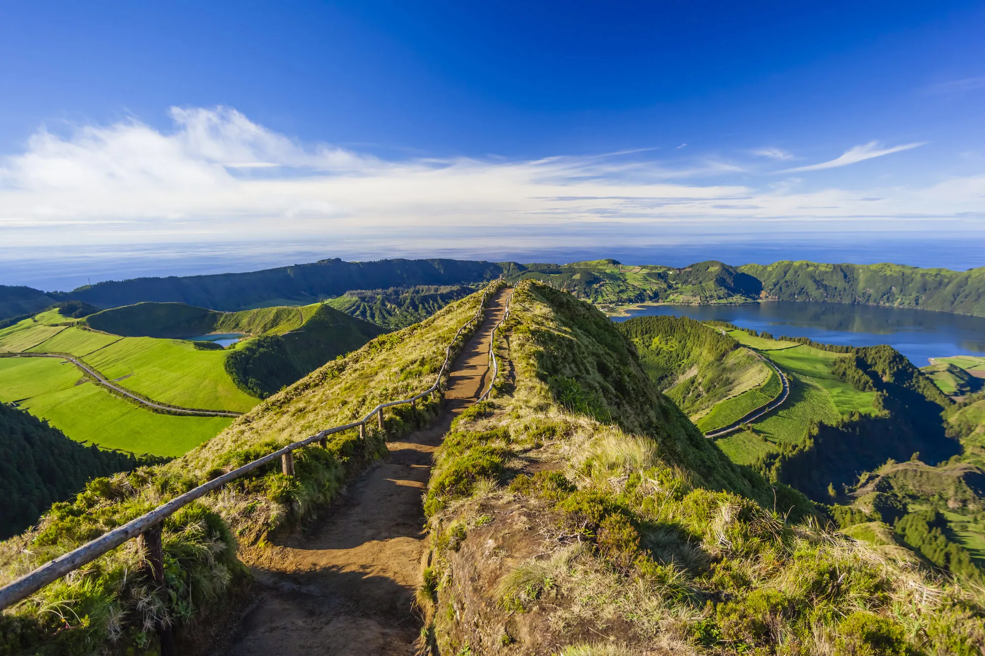 Azoren Sao Miguel Sete Citades Miradouro Da Boca Do Inferno Uitzichtpunt Pad wandelen azoren