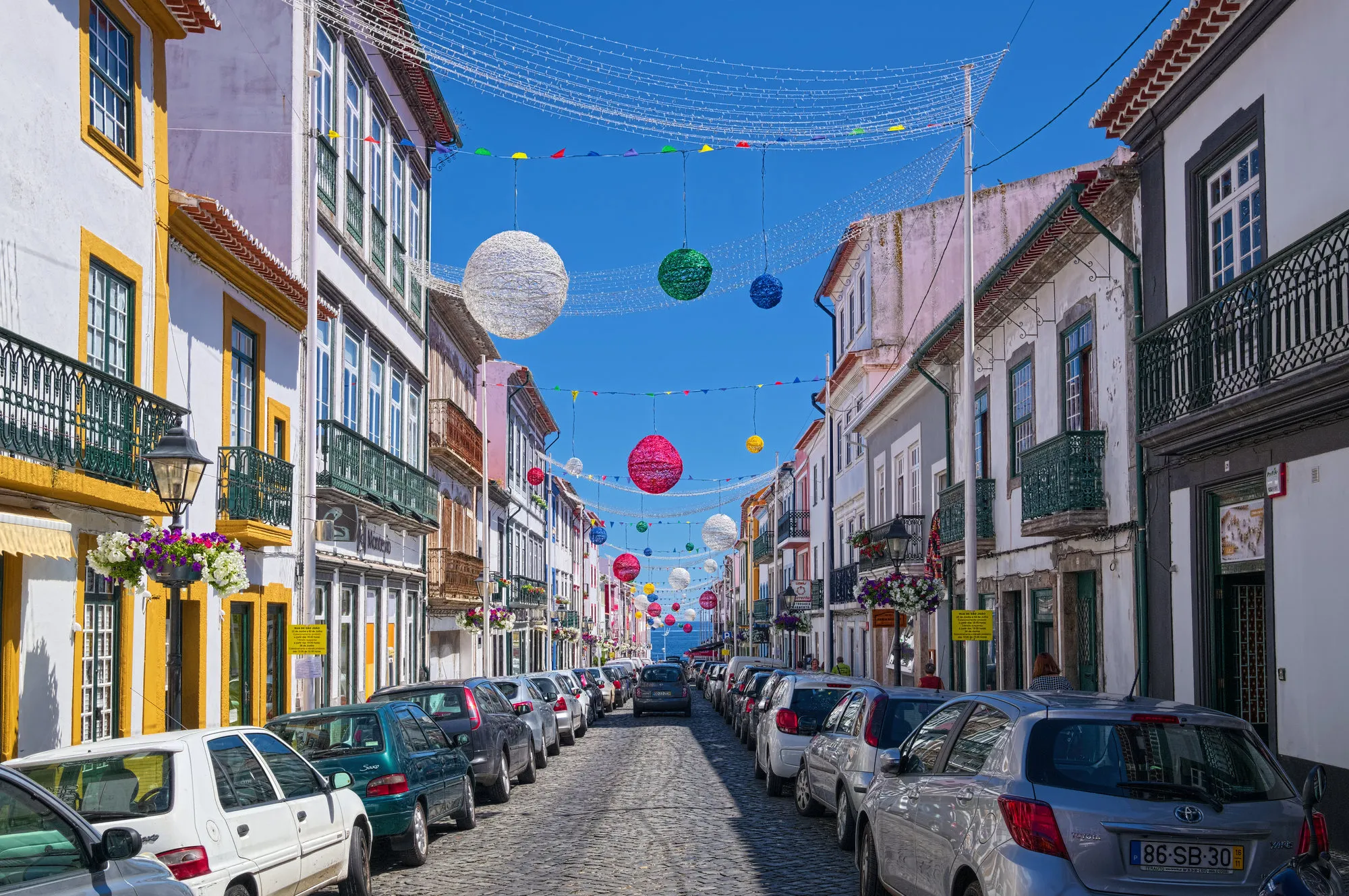 Azoren Terceira Angra Do Heroismo Sanjoaninas Straat Auto S Verlichting Cultuur