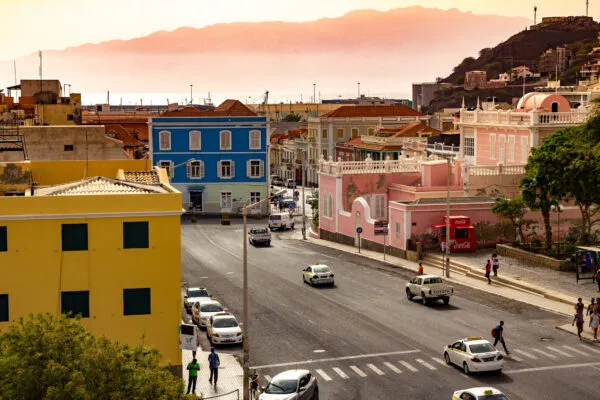 Kaapverdie Sao Vicente Straat Koloniale Huisjes