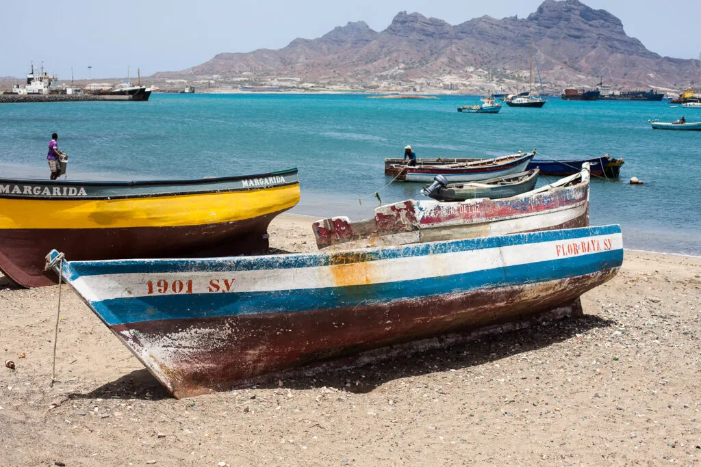 Kaapverdie Sao Vicente Strand Vissersboot