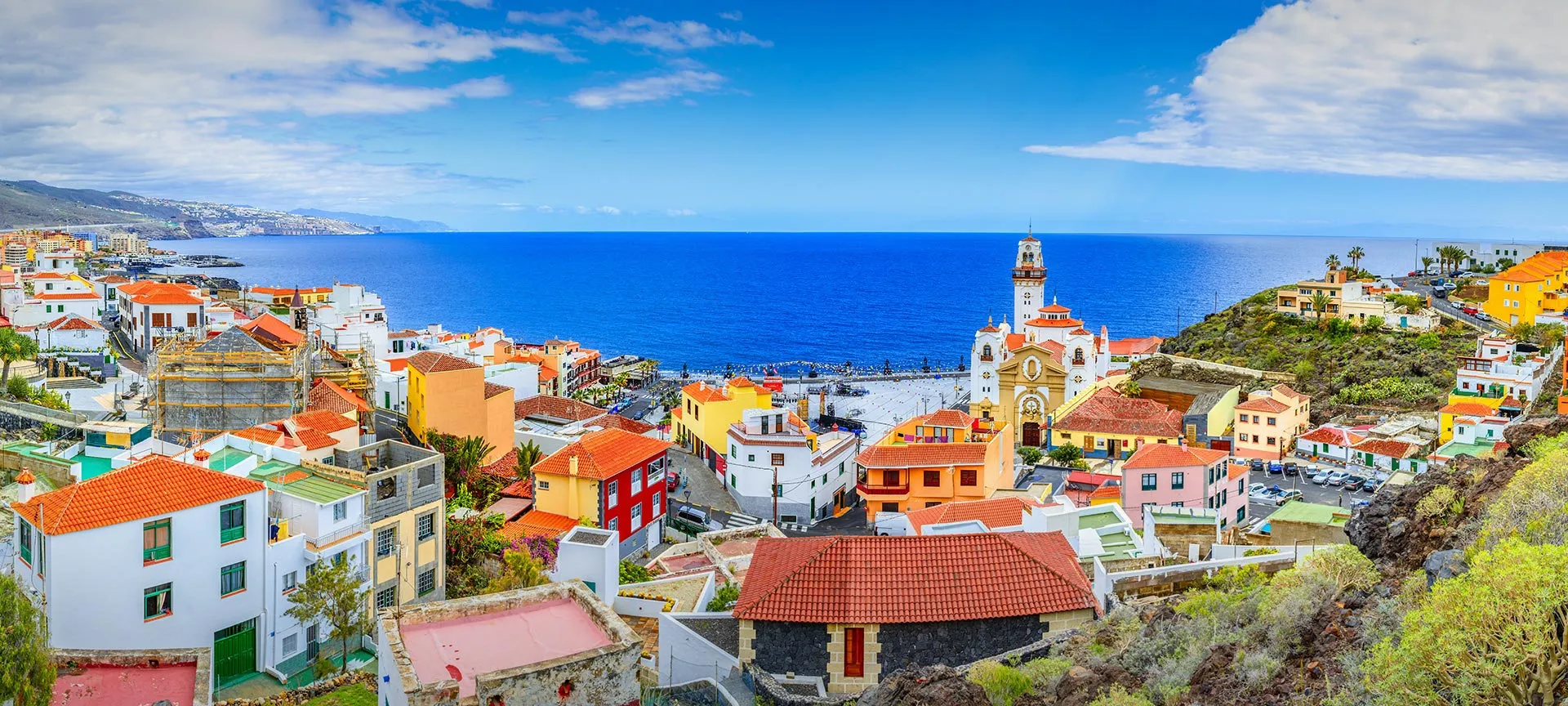 San Cristobal De La Laguna Uitzicht Kerk Huisjes Zee Stad Tenerife beste reistijd